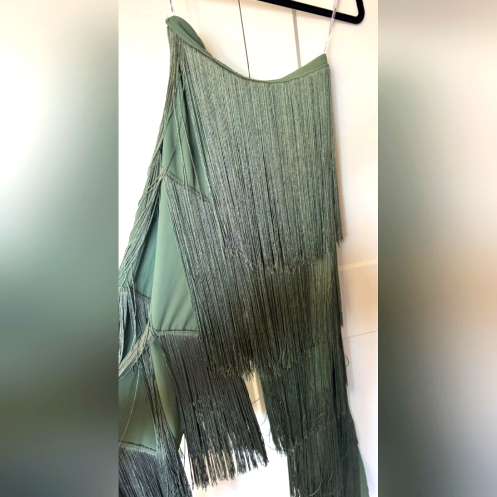 Andrea Iyamah Olive Obi Fringe Pant Rosemary Green Medium M NWT - Picture 8 of 8